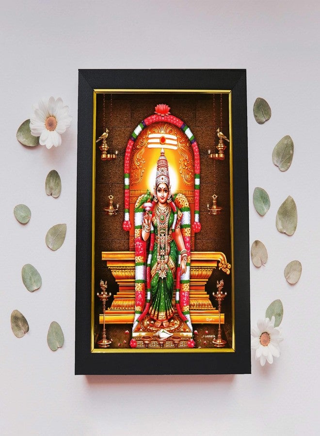 101Temples - Goddess Meenakshi Amman Wooden Photo Frame | Madurai | Meenatchi | Minakshi | Ambal | Arulmigu | Angayarkannammai | 1 Piece | 10 x 13 | Matt Finish | Wood (Shivalinga) - Image 2
